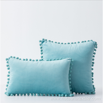 Custom velvet fabric solid tassel pillow cover